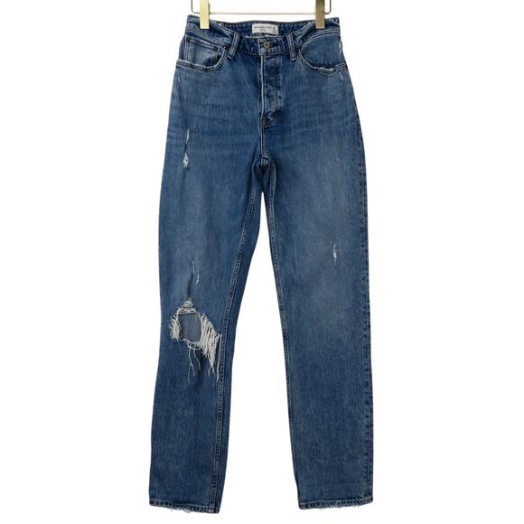 Abercrombie & Fitch The Dad Jean High Rise Straight Leg Curve Love Jeans 2 Long - Picture 4 of 8